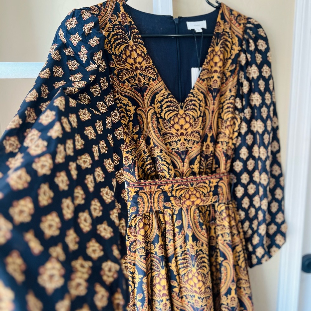 Elegant Black and Gold Patterned Dress Dillards